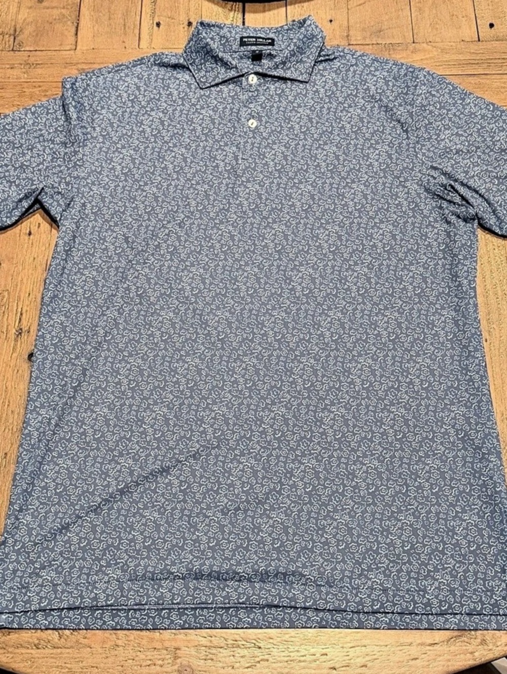 Peter Millar Crown Crafted Floral Polo Blue & White Size Medium Like New